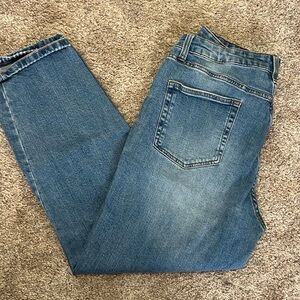 Light Wash Hi-Rise Mom Cropped Jean, Destroyed - Size 12